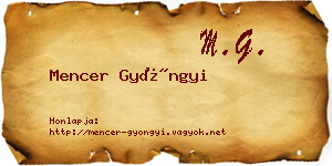Mencer Gyöngyi névjegykártya